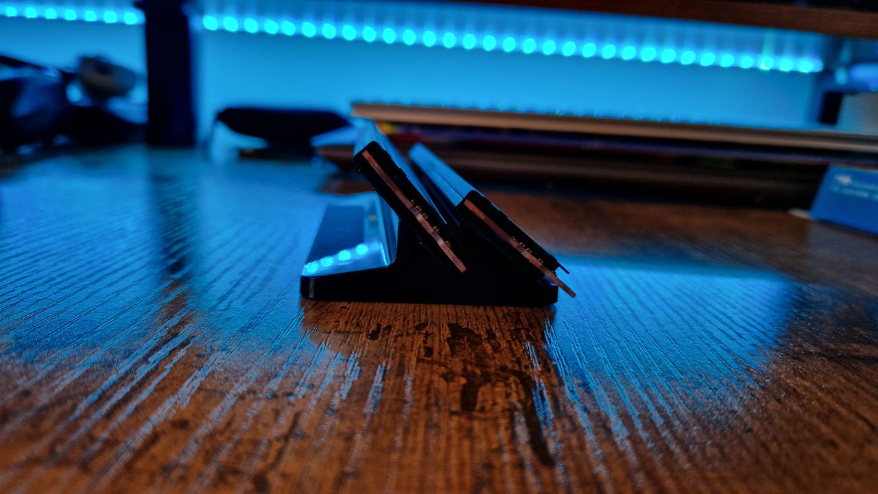 Crucial DDR5 Pro RAM modules from the side, showing their width