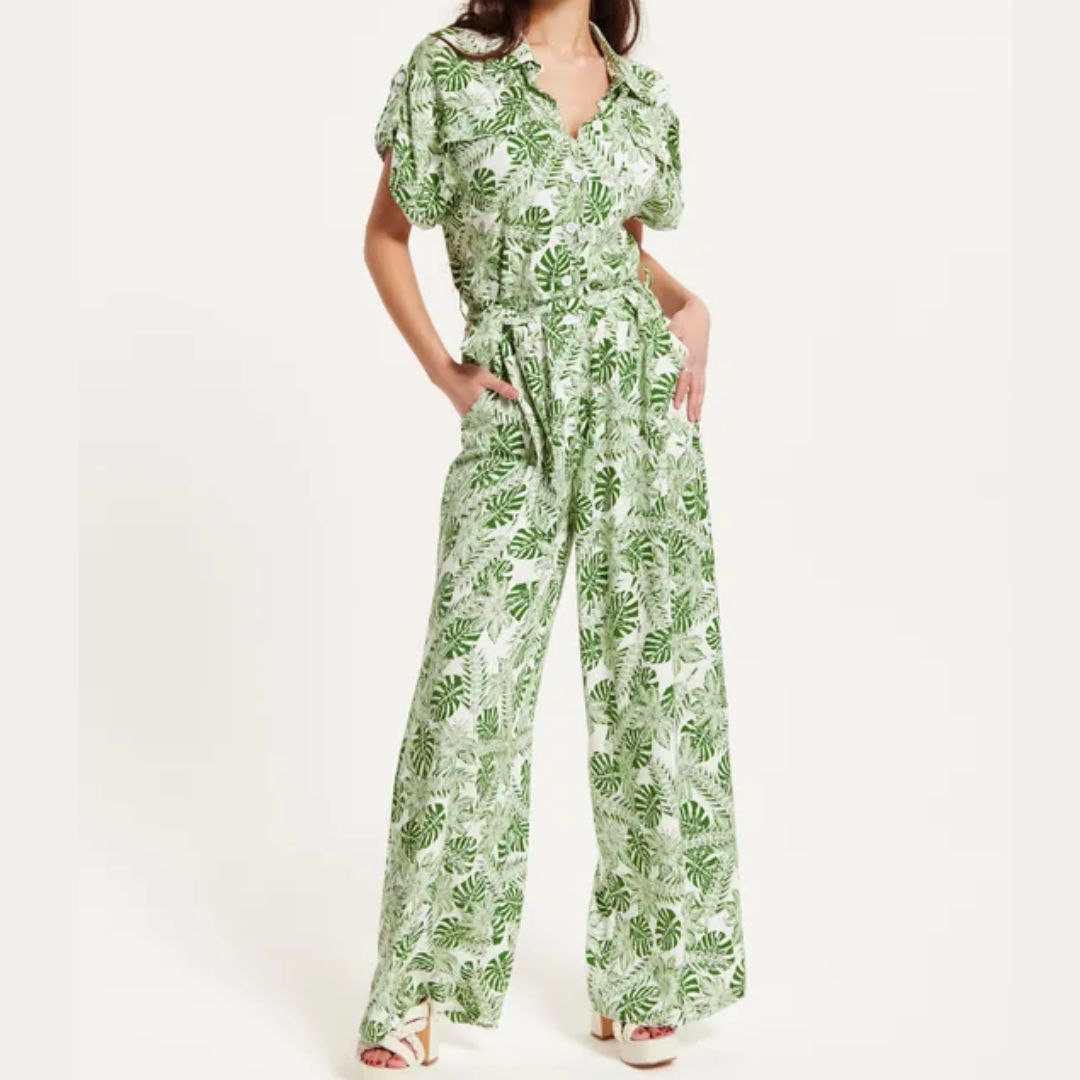 Liquorish Green Leaf Jumpsuit