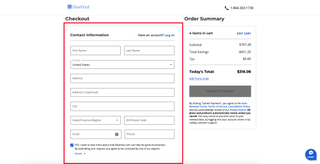 screenshot of bluehost checkout process