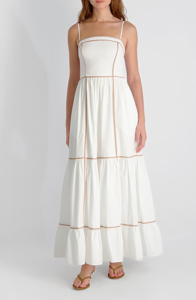 Cambria Contrast Trim Cotton Maxi Dress