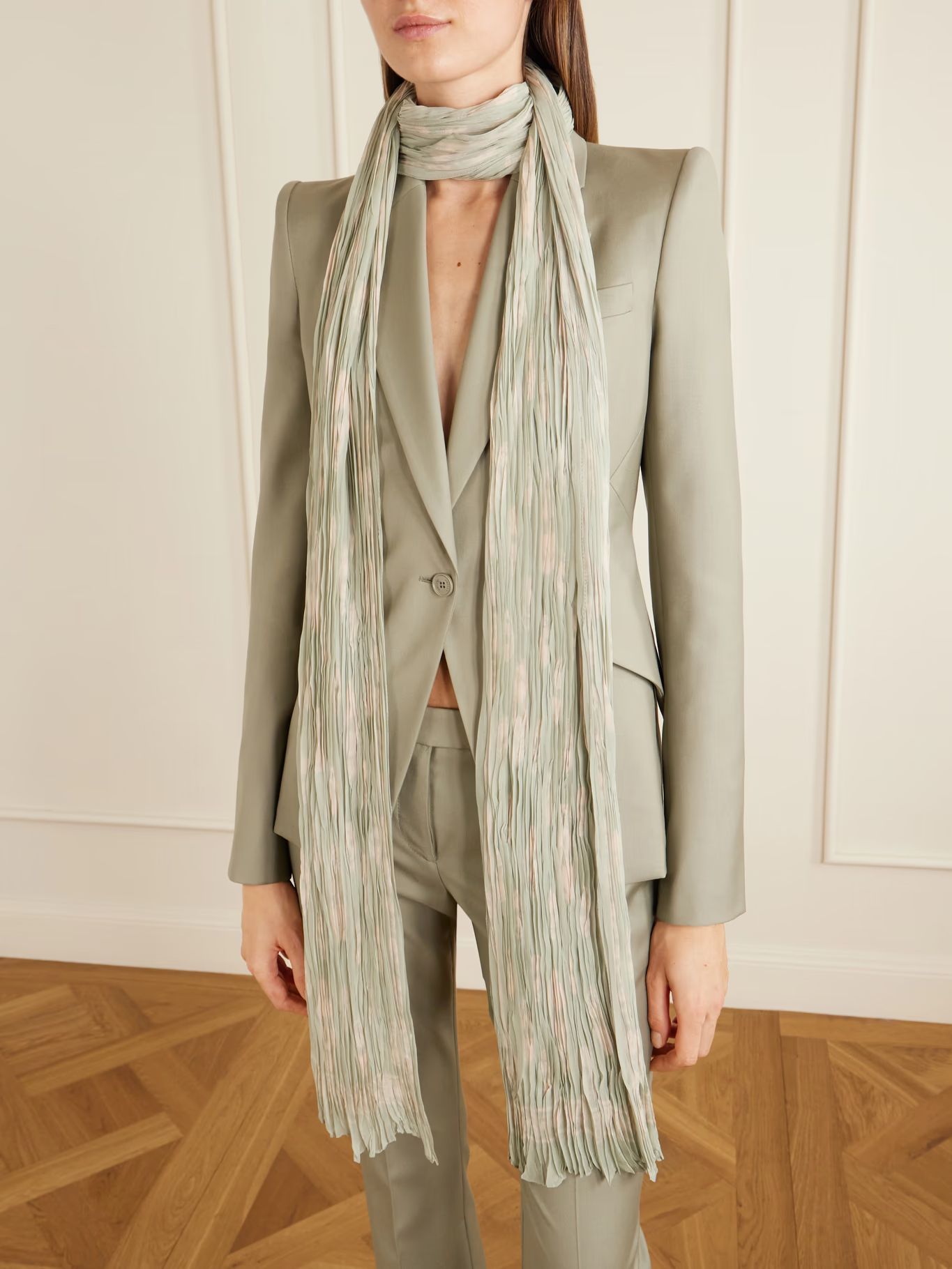 MCQUEEN, Printed Silk-Pliss&amp;eacute; Scarf