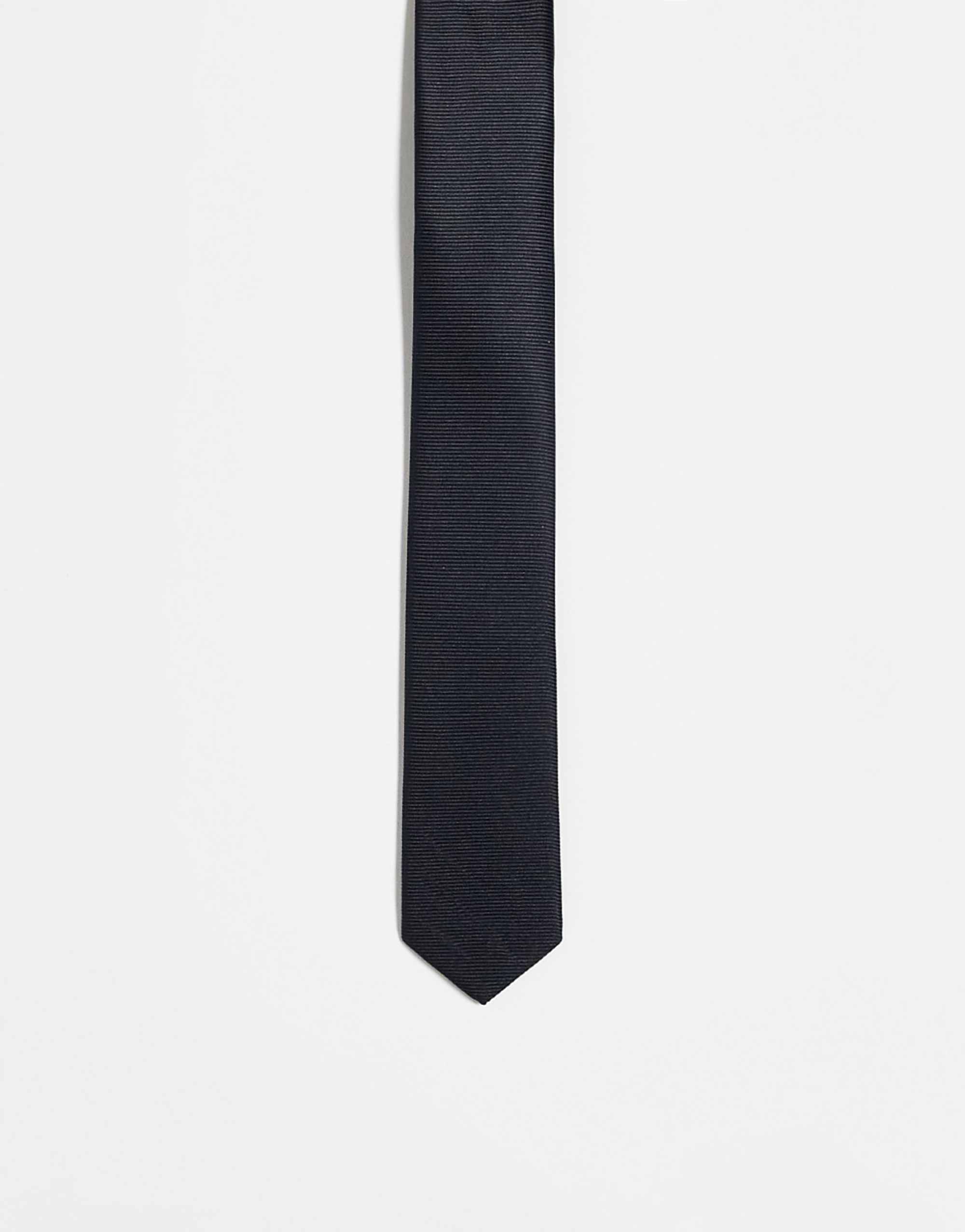 Asos Design Satin Skinny Tie in Black