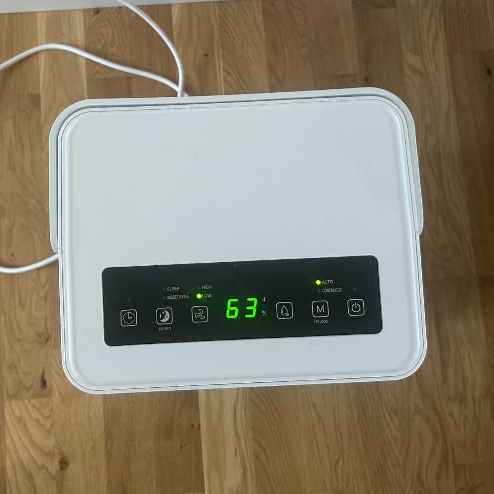 Top view of VonHaus 12L Auto Dehumidifier control panels