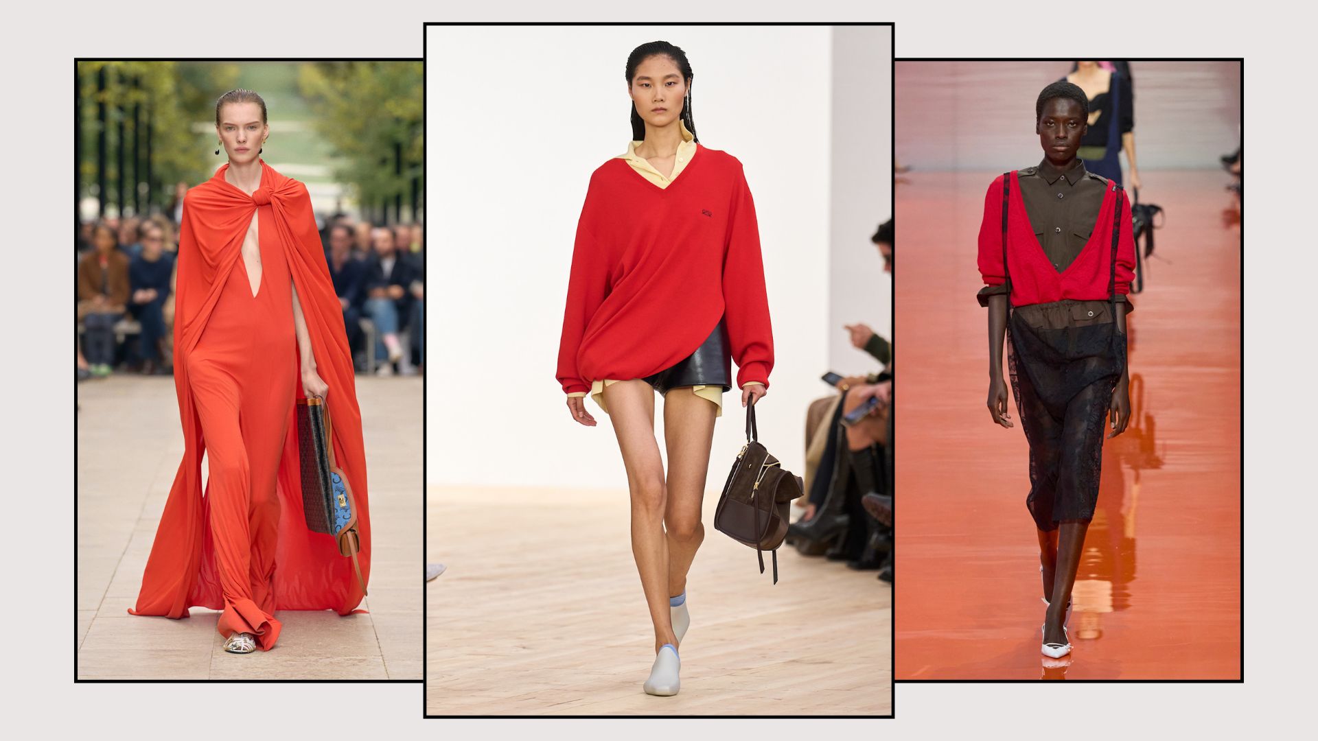 An image of the poppy colour trend on the spring/summer 2026 runway.