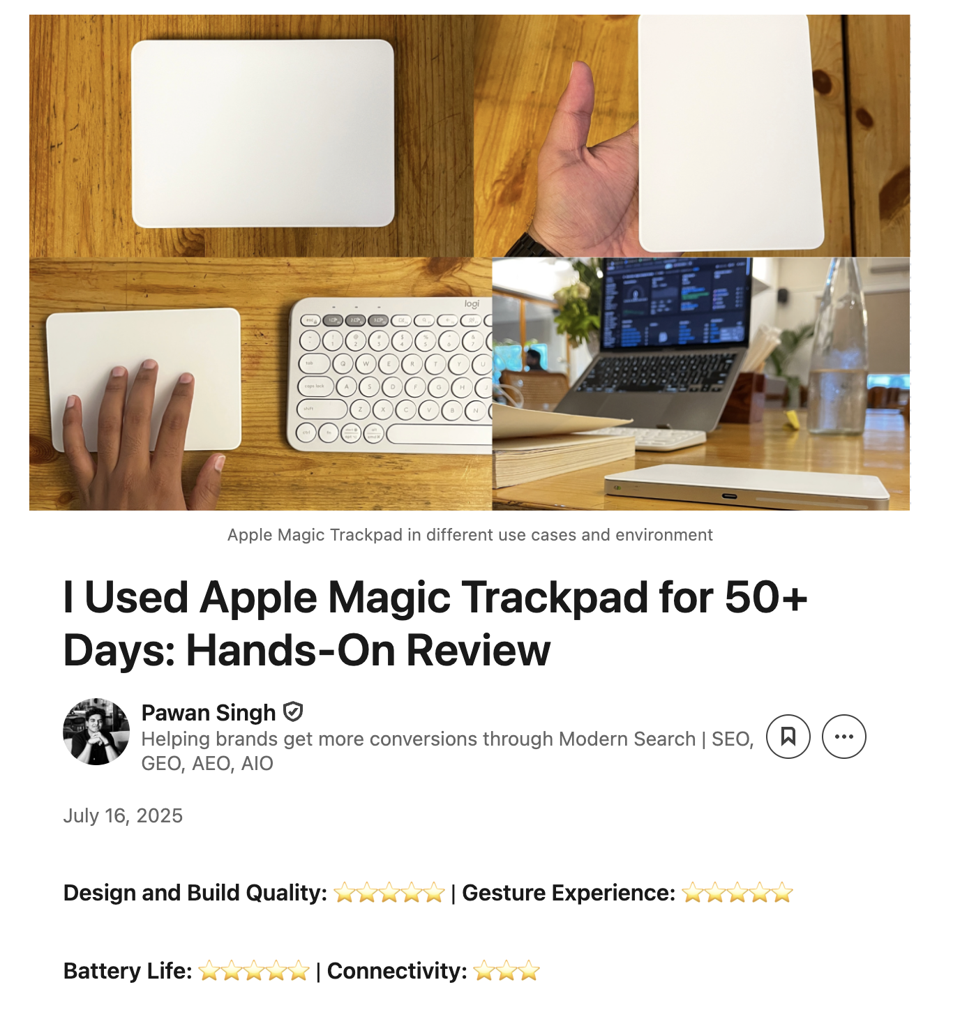 Apple magic trackpad 50 days review linkedin article