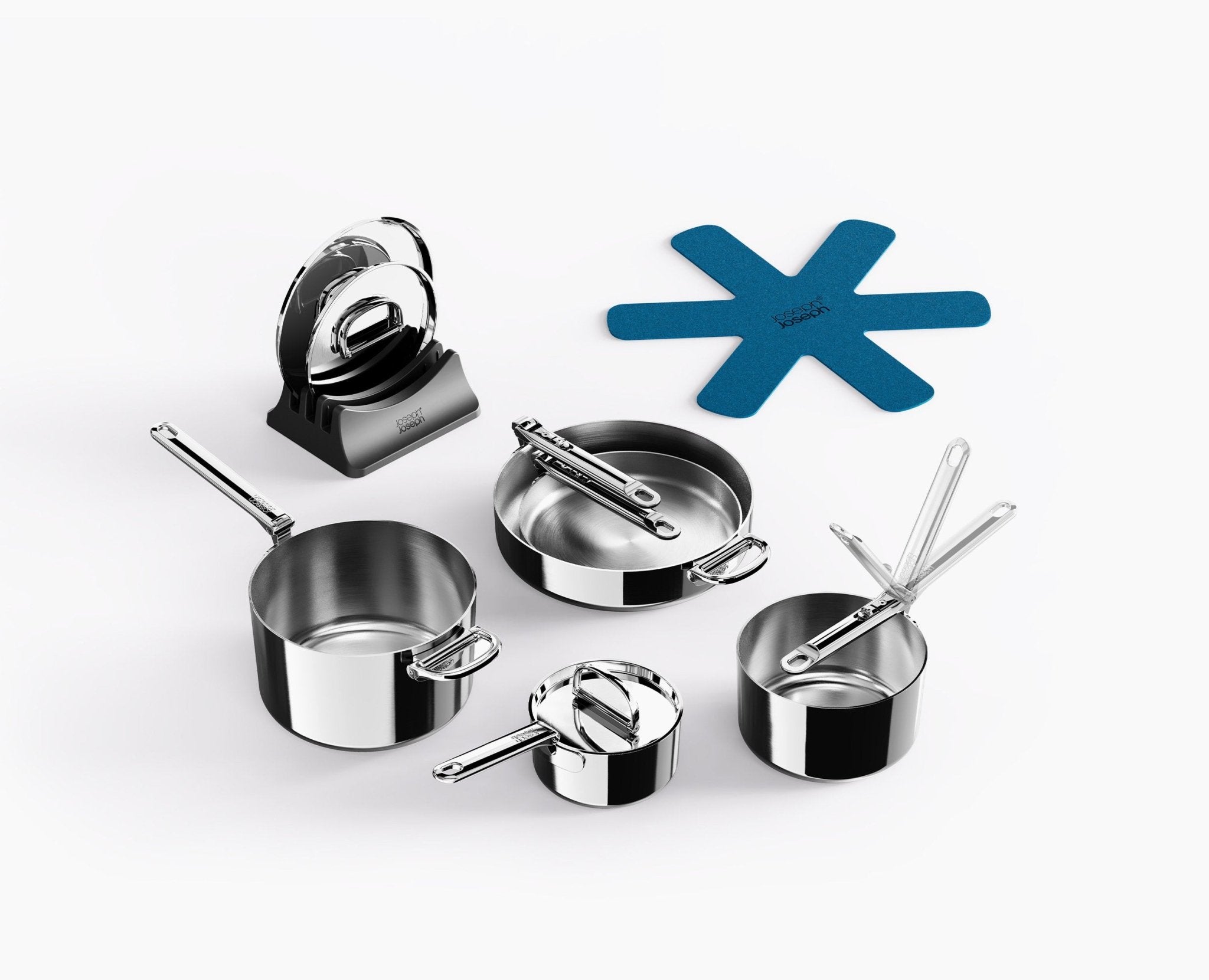 Space Steel Folding Handle 8-Piece Cookware Set