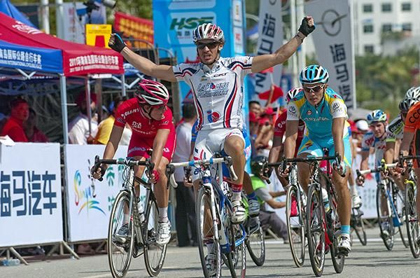 Frenchman Justin Jules (Velo-Club/La Pomme Marseille) takes out stage one ahead of Valentin Iglinskiy (right) of Astana with Adam Phelan (left) of Drapac Professional Cycling third.
