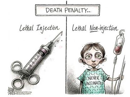 Editorial cartoon death penalty lethal injection vaccines