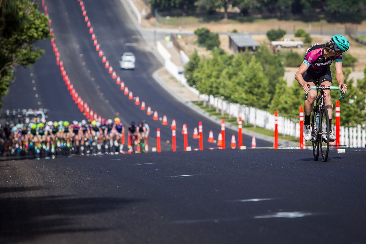 A rider gets off the front early in the day
