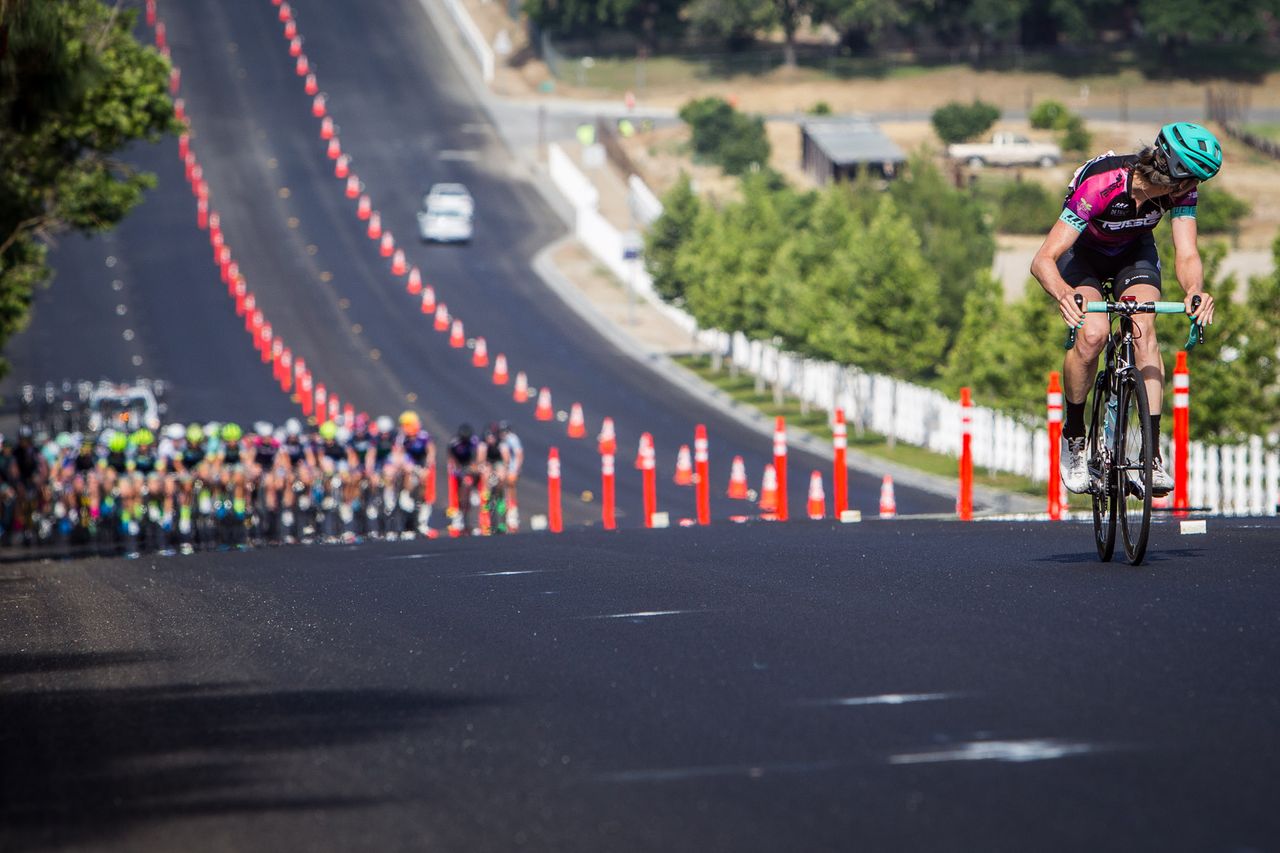 A rider gets off the front early in the day