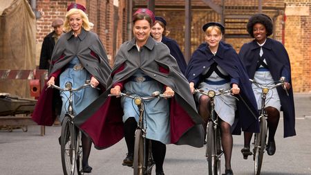 Trixie Franklin (HELEN GEORGE), Nancy Corrigan (MEGAN CUSACK), Rosalind Clifford (NATALIE QUARRY) and Joyce Highland (RENEE BAILEY) in Call the Midwife season 13