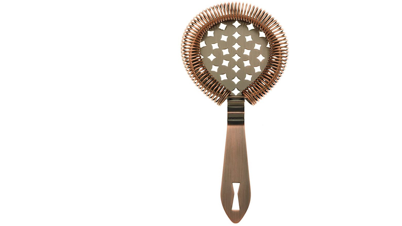 antique copper beverage strainer