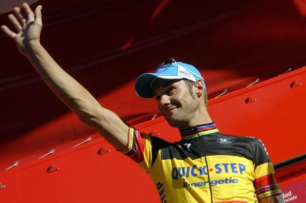 Belgian champ Tom Boonen heads onto the stage for the points classification lead.