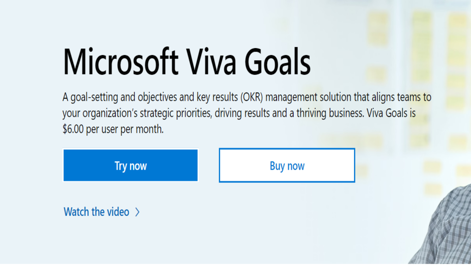 Microsoft Viva Goals website screenshot.