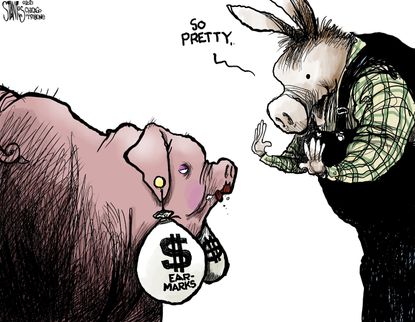 Political Cartoon U.S. democrats pork earmarks