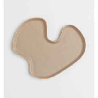 abstract trinket tray in beige stoneware