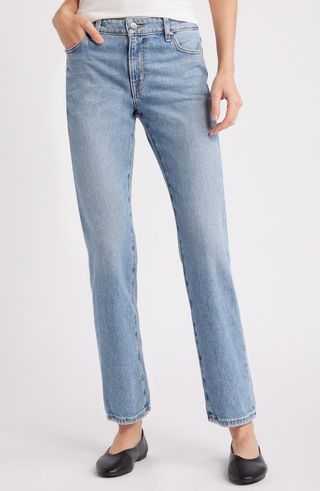 Mid Rise Straight Leg Ankle Jeans