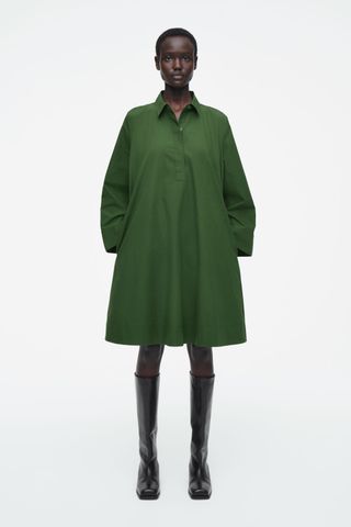 Long-Sleeved A-Line Shirt Dress