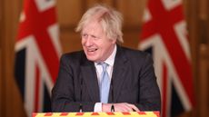 Boris Johnson speaks at a virtual press conference