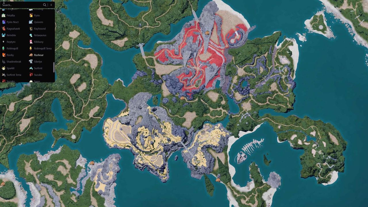 Image of location of Rushoar in Palworld