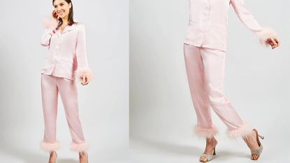 Body Girl Black & Pink Floral Linen Pajama Set with Headband – Elegant Nightwear for Women