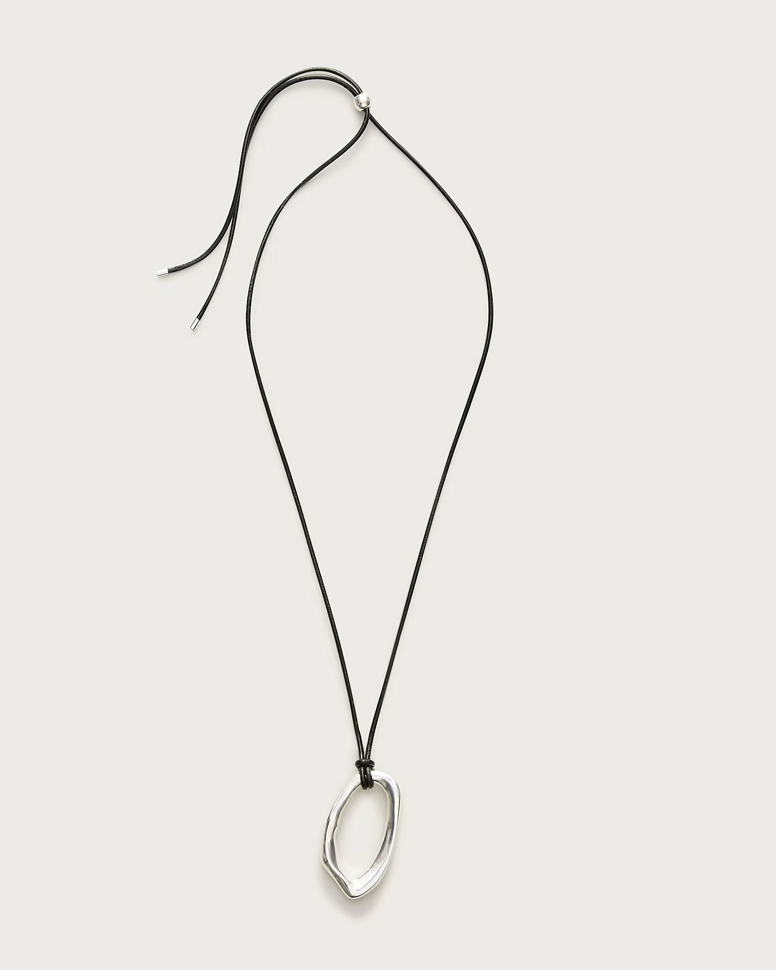 J.Crew, Oval Pendant Necklace With Leather Cord