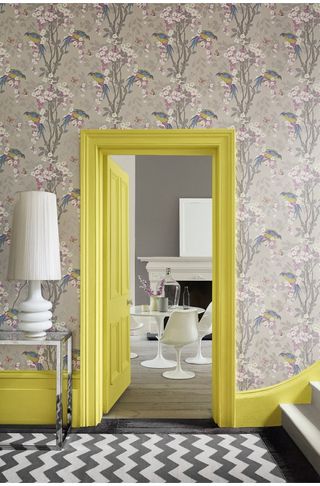 Loriini in Dorian hallway wallpaper by Little Greene