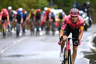 BORGOMANERO ITALY OCTOBER 10 Neilson Powless of The United States and Team EF Education EasyPost attacks in the breakaway during the 108th Gran Piemonte 2024 a 182km one day race from Valdengo to Borgomanero on October 10 2024 in Borgomanero Italy Photo by Tim de WaeleGetty Images