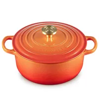 Le Creuset Enameled Cast Iron Signature Round Dutch Oven in  Flamme Dorée, 7.25 quart