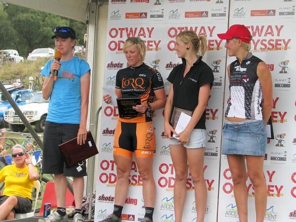 Katherine O'Shea (Team Torq) on the elite women's podium.