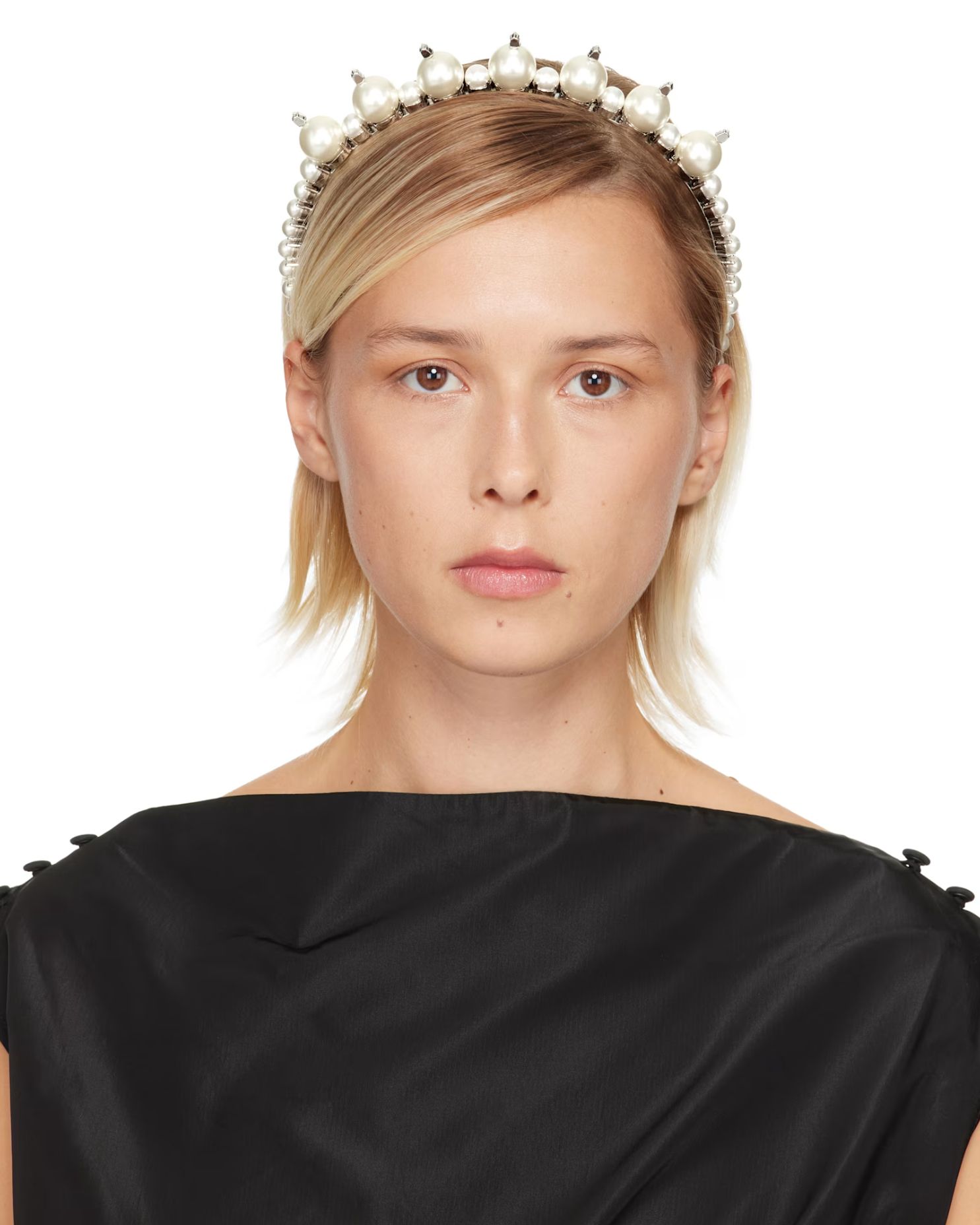 Silver Pearl &amp;amp; Crystal Tiara Headband