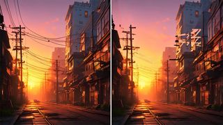 Adobe Max 2024, Photoshop AI tool; a sunset and an empty street