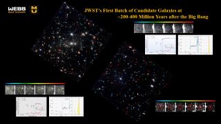 Astronomers detected 87 galaxies at high redshifts, meaning they may have been the first galaxies to appear in the universe, about 200 million to 400 million years after the Big Bang.