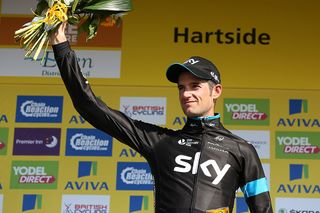 Stage 5 winner Wout Poels on the Tour of Britain podium.
