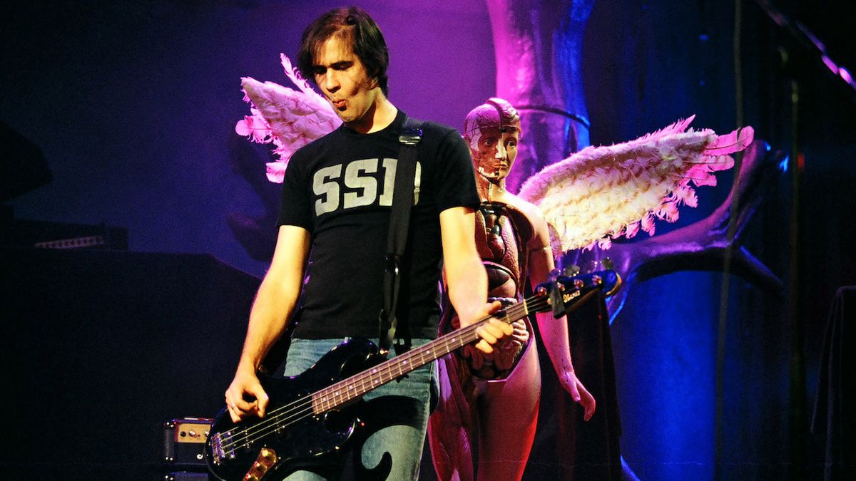 Krist Novoselic of Nirvana during MTV Live and Loud: Nirvana Performs Live - December 1993 at Pier 28 in Seattle, Washington, United States. 