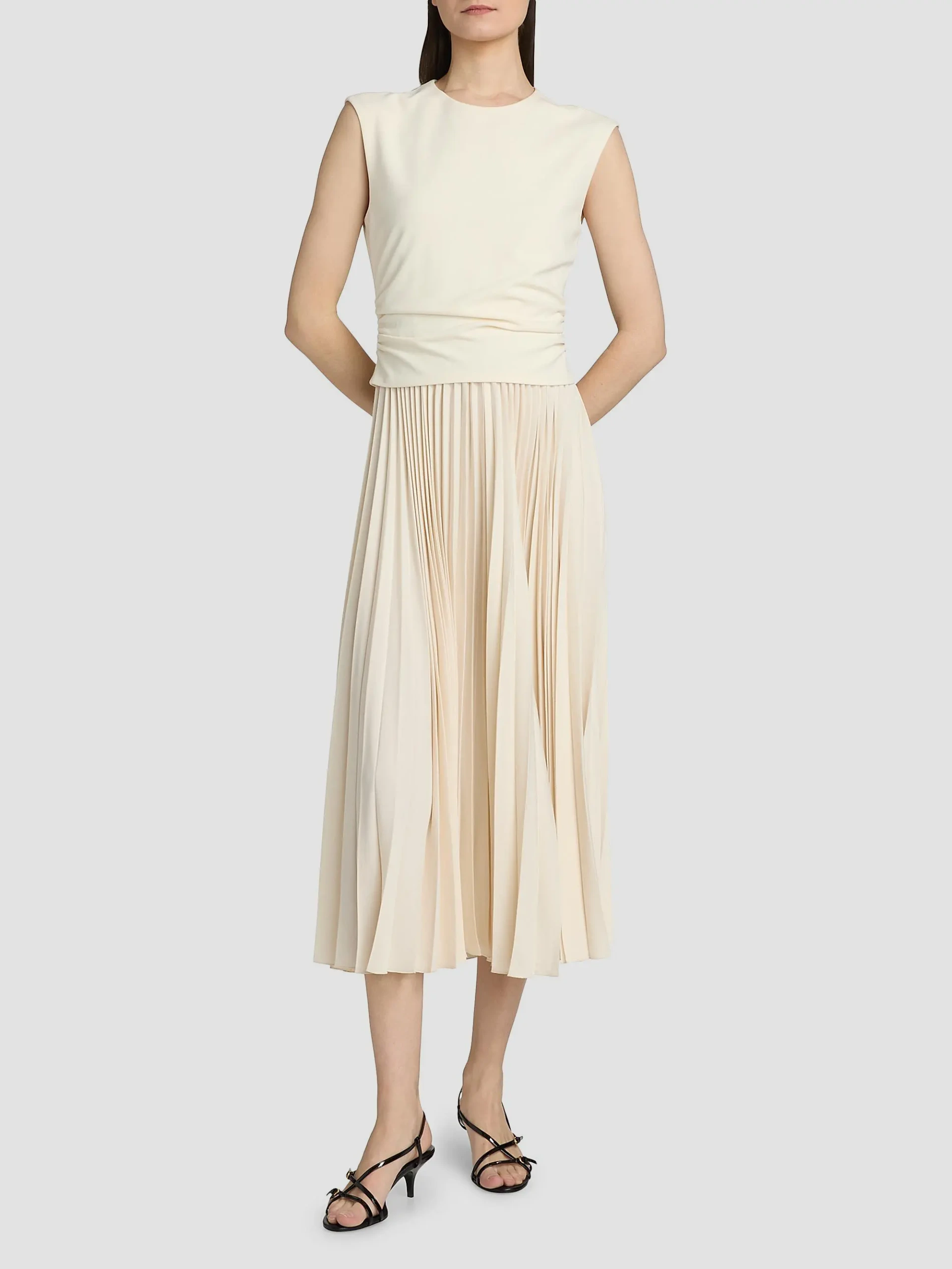 Carly Pleated Sleeveless Midi-Dress