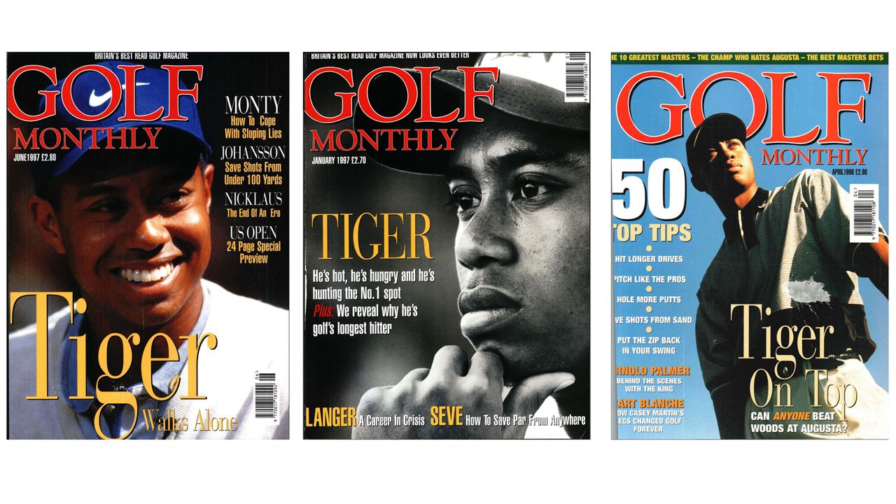 Three old Tiger Woods front covers