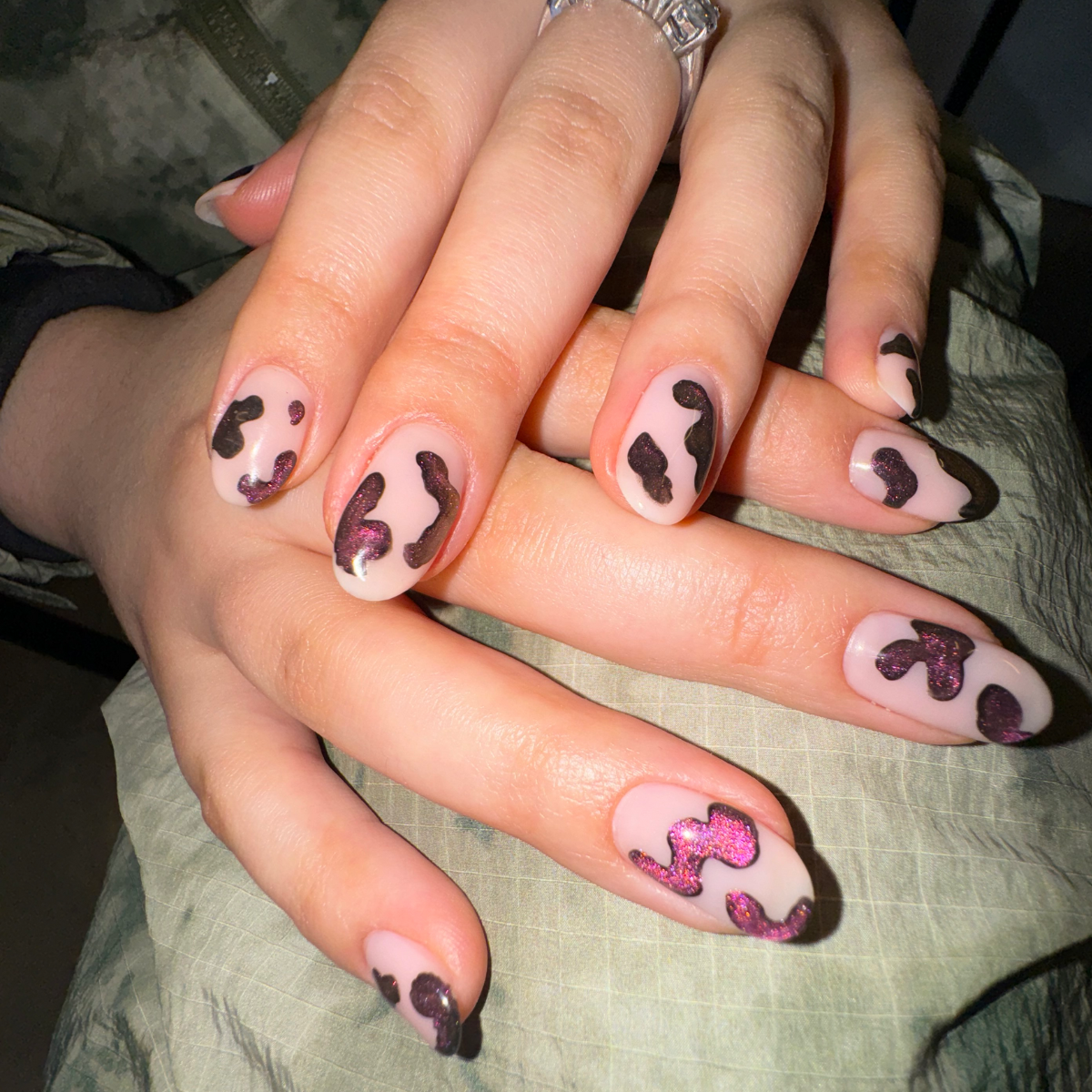 Shannon Elias cow print nails 