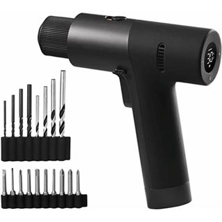 HOTO Cordless Brushless Drill 12V, LED Display Screen, 30 Precision Gears, 2 Working Modes, 2000mAh Battery, 266 In-lbs (30N·m) Torque, 3/8 Inch Keyless Chuck, 1400RPM, 10 x Bits, 8 x Drill Bits