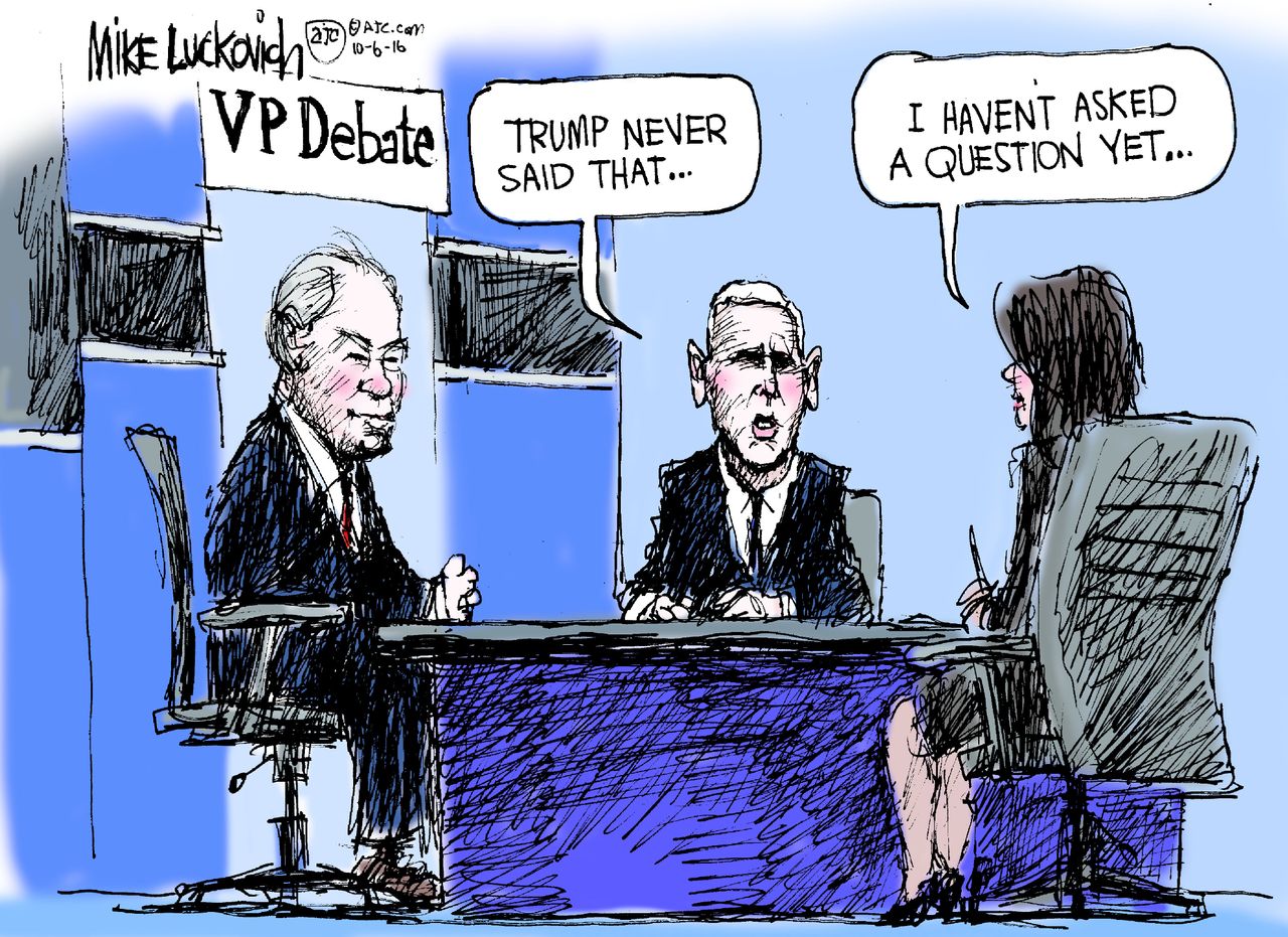 Political cartoon U.S. 2016 election Vice President debate