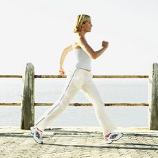A woman trying power walking