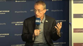 Intel CEO Pat Gelsinger speaking at Aspen Security Forum 2023.