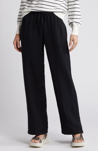 Drawstring Straight Leg Linen Pants