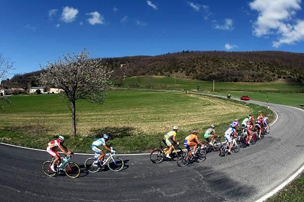 The break that didn't work as the main peloton caught them before the showdown.