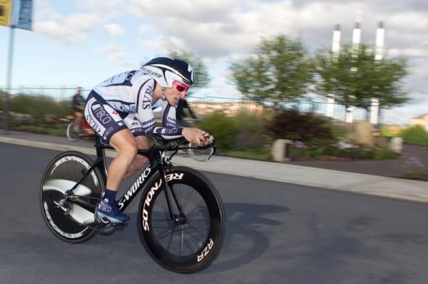 Tara Whitten (TIBCO) taking the win in Bend's Old Mill District.