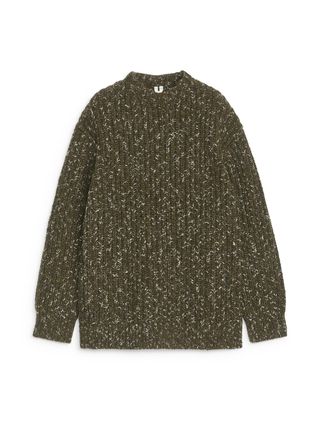 Knitted Jumper - Khaki Green Melange - Arket Gb