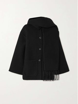 Draped Fringed Wool-Blend Jacket