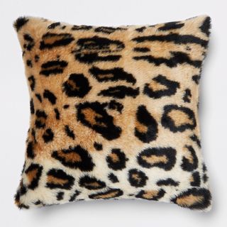 square leopard print fur cushion
