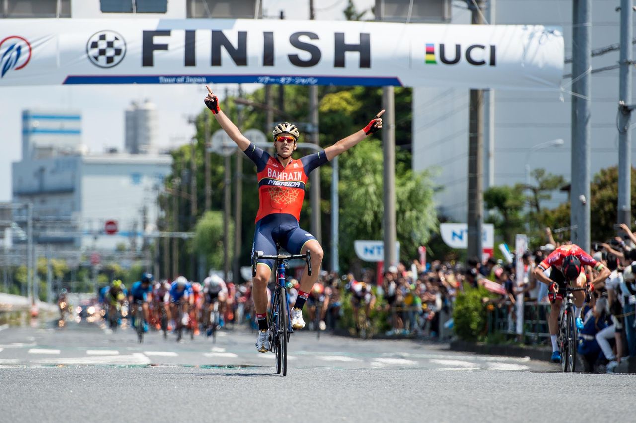 Jon Ander Insausti (Bahrain-Merida) celebrates the stage win