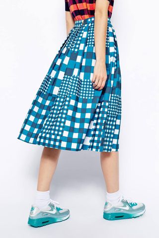 House Of Holland Oxford Full Skirt in Mixed Gingham Print, Was £190, Now £110